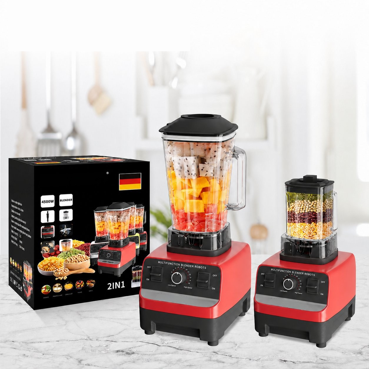 Extracteur de Jus & Blender 2-en-1 – Puissance 4500 W
