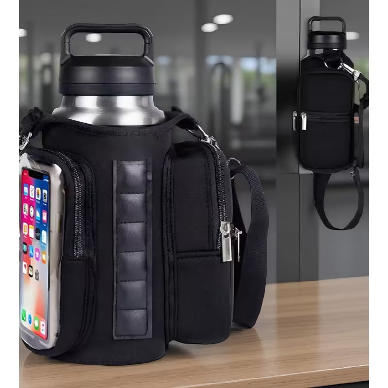 Sac à bandoulière magnétique avec porte-bouteille et poche pour téléphone tactile