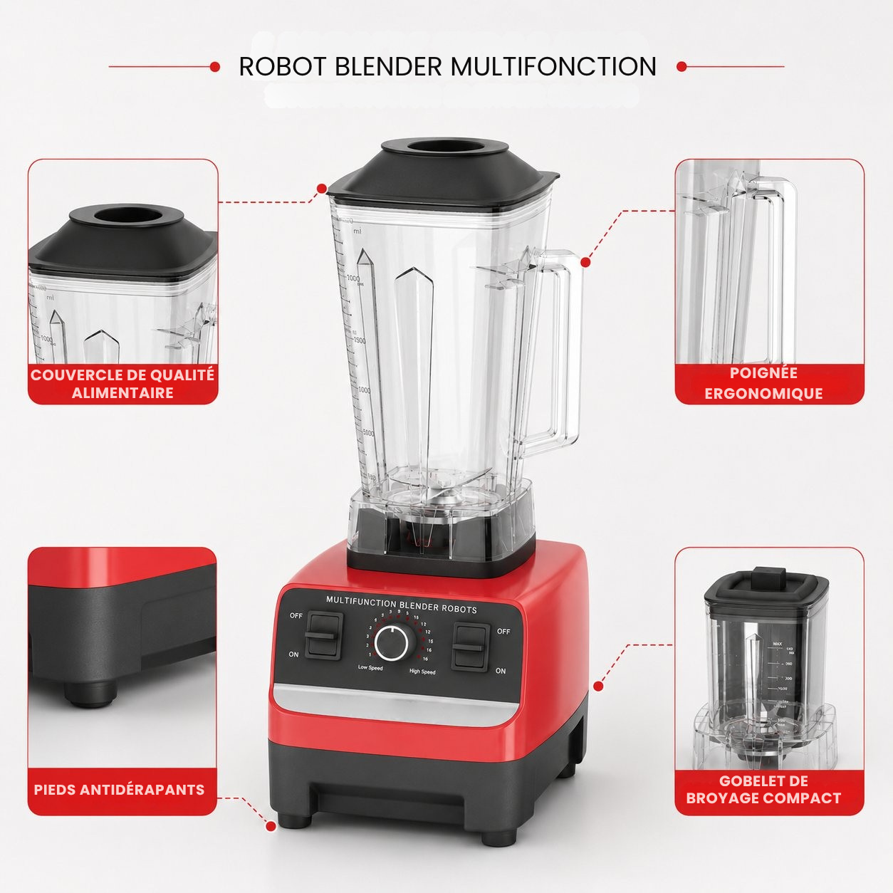 Extracteur de Jus & Blender 2-en-1 – Puissance 4500 W
