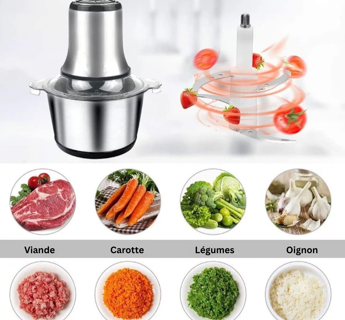 Hachoir Électrique De Cuisine 800 W Avec Bol En Acier Inoxydable De 3 L
