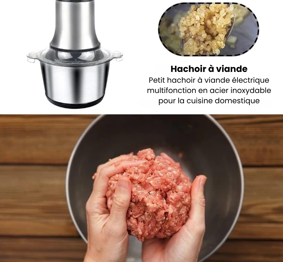Hachoir Électrique De Cuisine 800 W Avec Bol En Acier Inoxydable De 3 L