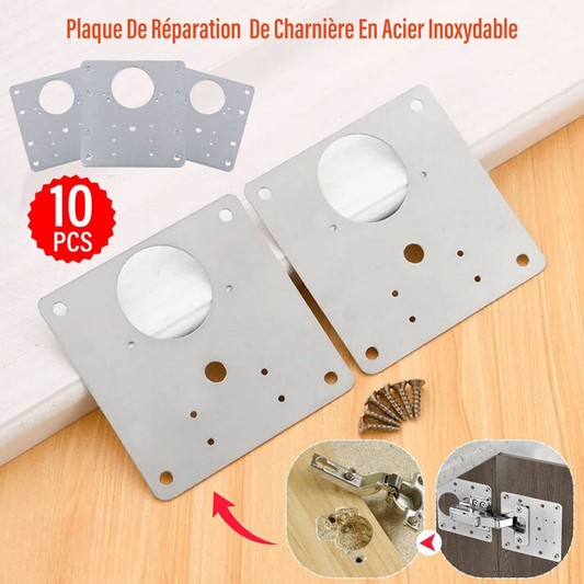 Kit De Plaque De Réparation De Charnière De Porte D'armoire En Acier Inoxydable. (10 PCS)