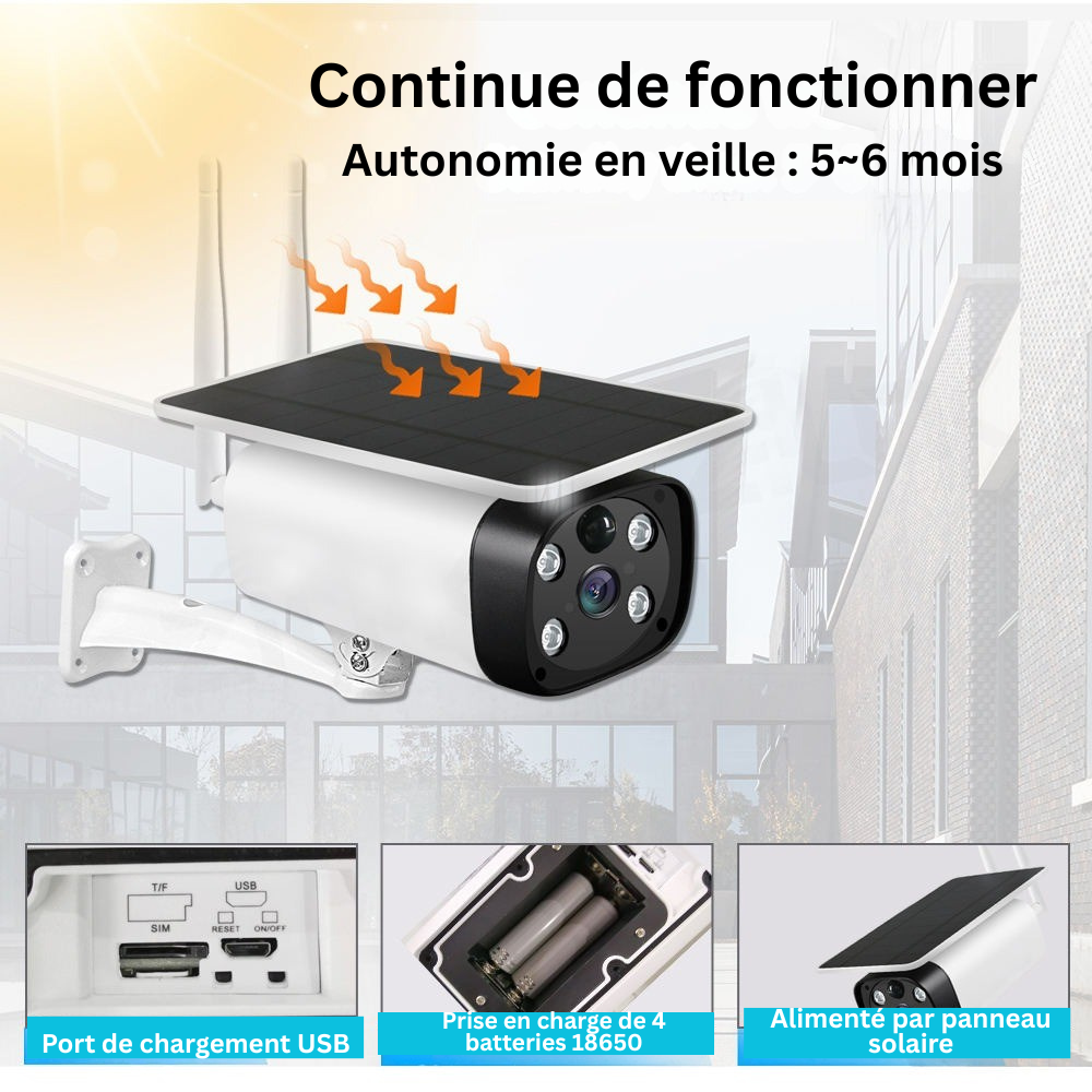 Caméra IP Solaire 4G de sécurité sans fil