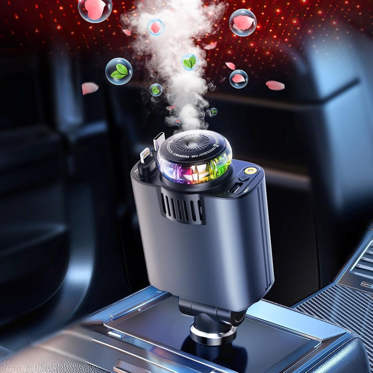 Chargeur de Voiture Multifonction avec Ciel Étoilé et Diffuseur d’Arômes