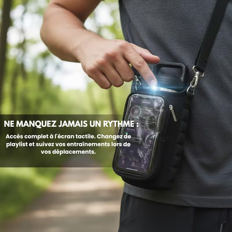 Sac à bandoulière magnétique avec porte-bouteille et poche pour téléphone tactile