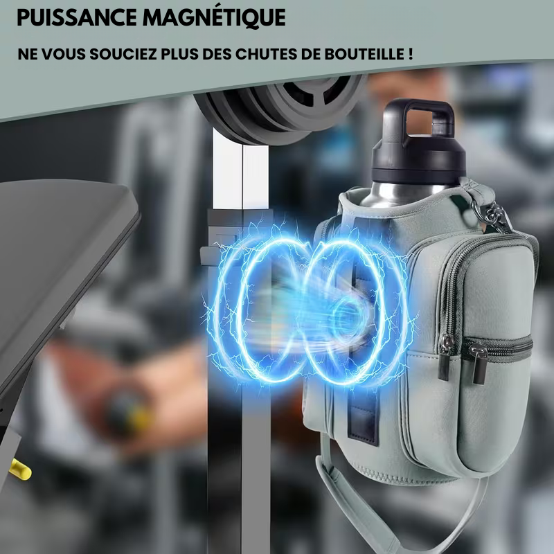 Sac à bandoulière magnétique avec porte-bouteille et poche pour téléphone tactile