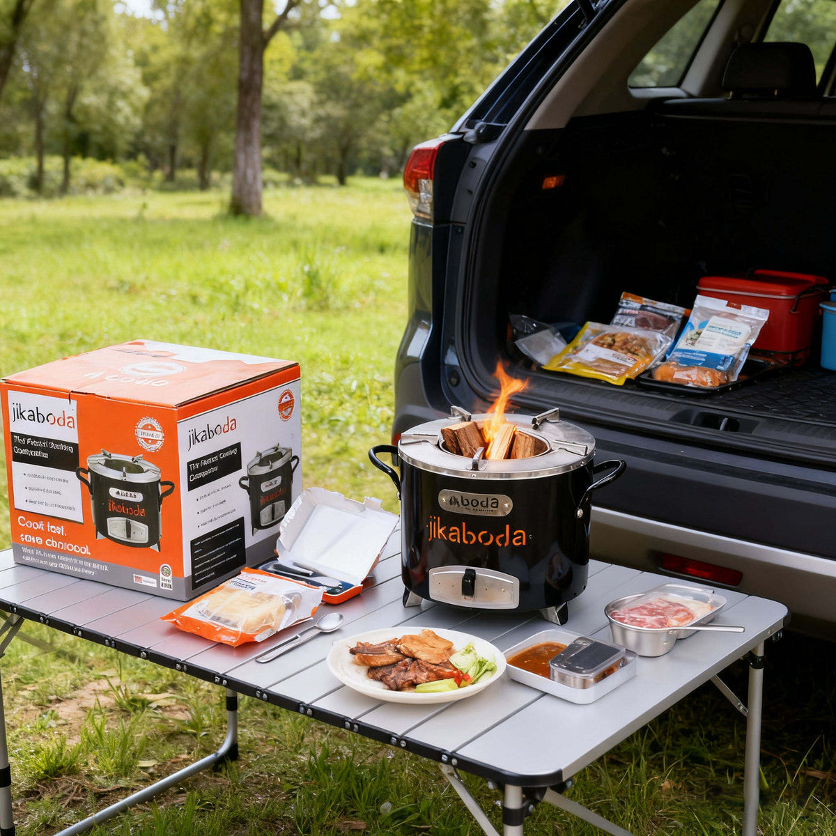 Réchaud à Bois Portable en Acier Inoxydable – Cuisinez Partout Sans Gaz ni Électricité
