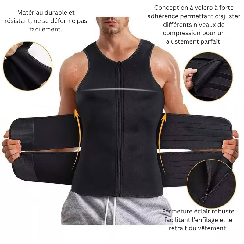 Gilet de Sauna Homme – Ceinture Abdominale de Sudation pour Sport & Fitness