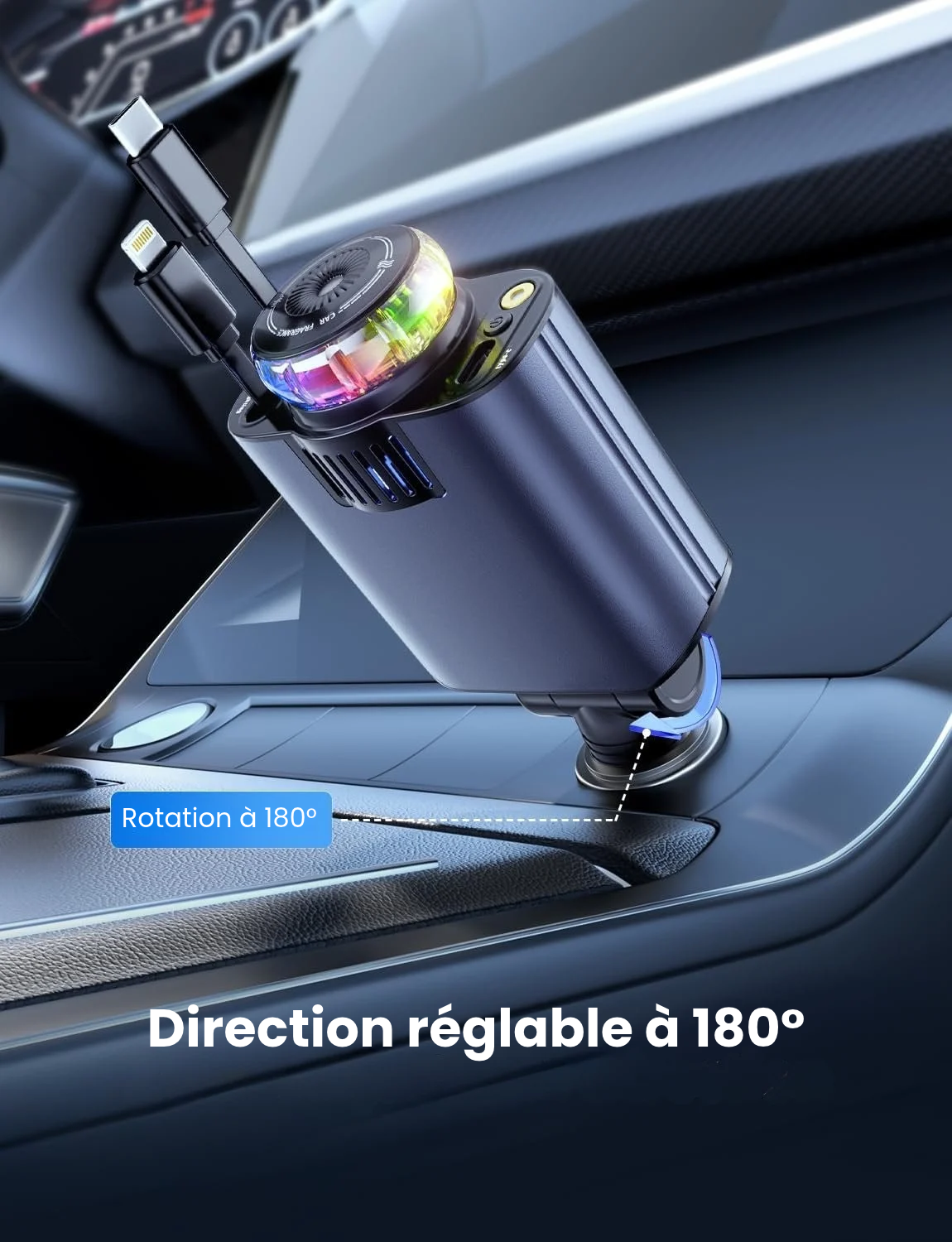 Chargeur de Voiture Multifonction avec Ciel Étoilé et Diffuseur d’Arômes