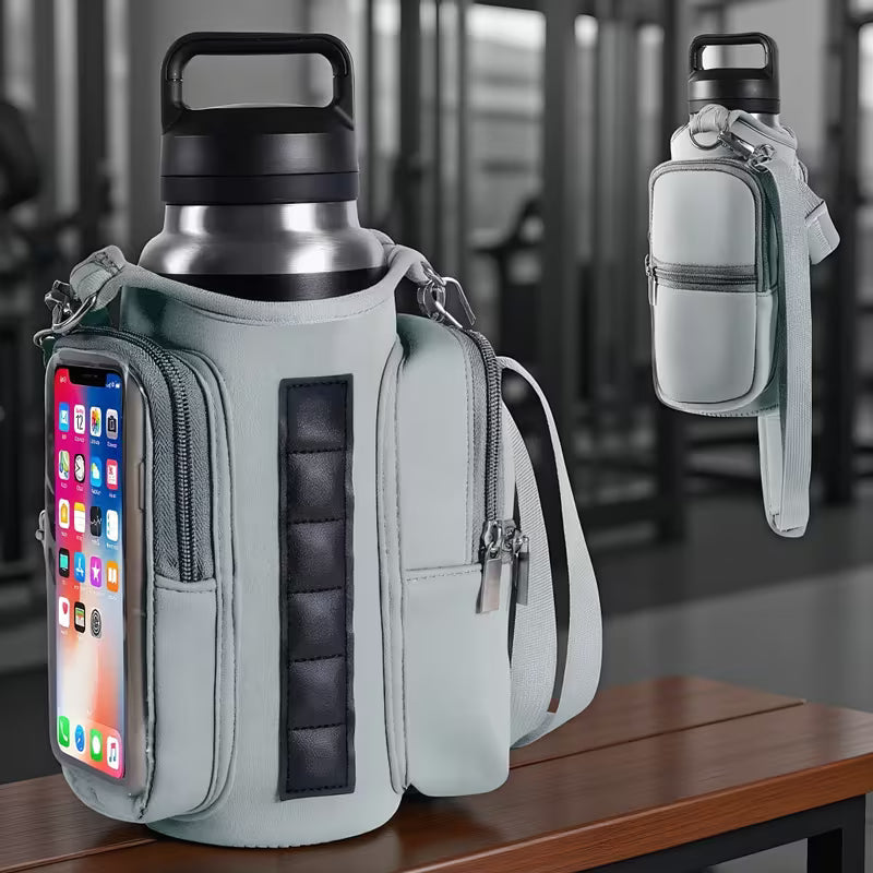 Sac à bandoulière magnétique avec porte-bouteille et poche pour téléphone tactile