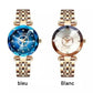 Montre en acier inoxydable pour femme avec motifs étoilés